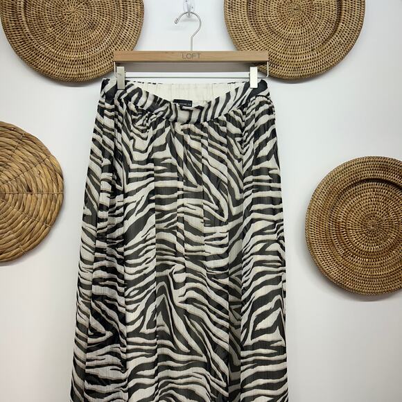 Express X Rachel Zoe Black White Zebra Print Maxi Skirt Large Lined - Picture 3 of 7